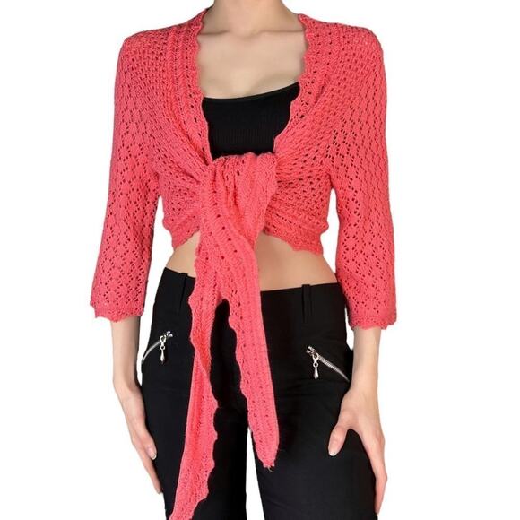 Pink Tie Wrap Cardigan Sweater - Picture 4 of 7